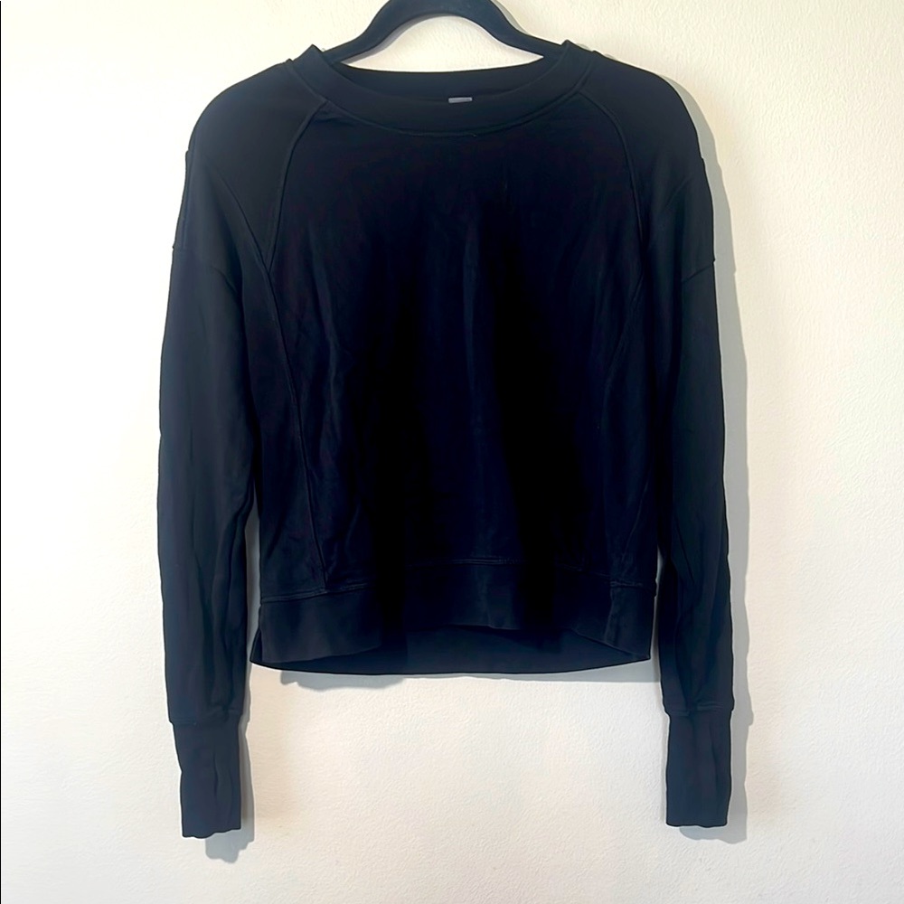 Sweaty Betty After Class Crop Black Long Sleeve Sweatshirt Women XS Activewear